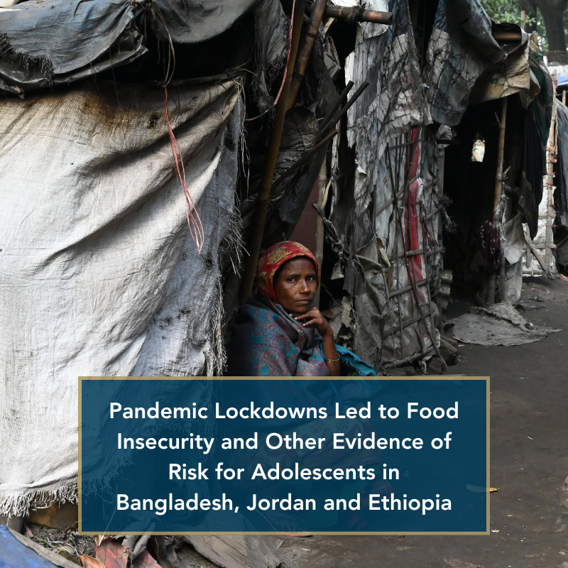 Pandemic Lockdown led to food insecurity and other evidence of risk for adolescents in Bangladesh, Jordan, Ethiopia